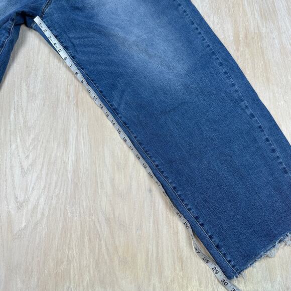 Eloquii Distressed High Rise Relaxed Straight Leg Casual Blue Denim Jeans 22 - Picture 14 of 16